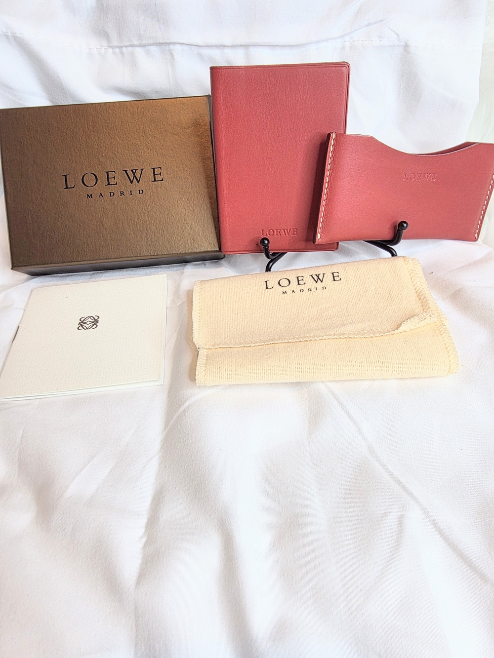 Loewe Red Leather Card Holder and Address Book Set Full Incl. Box, Dustbag & etc